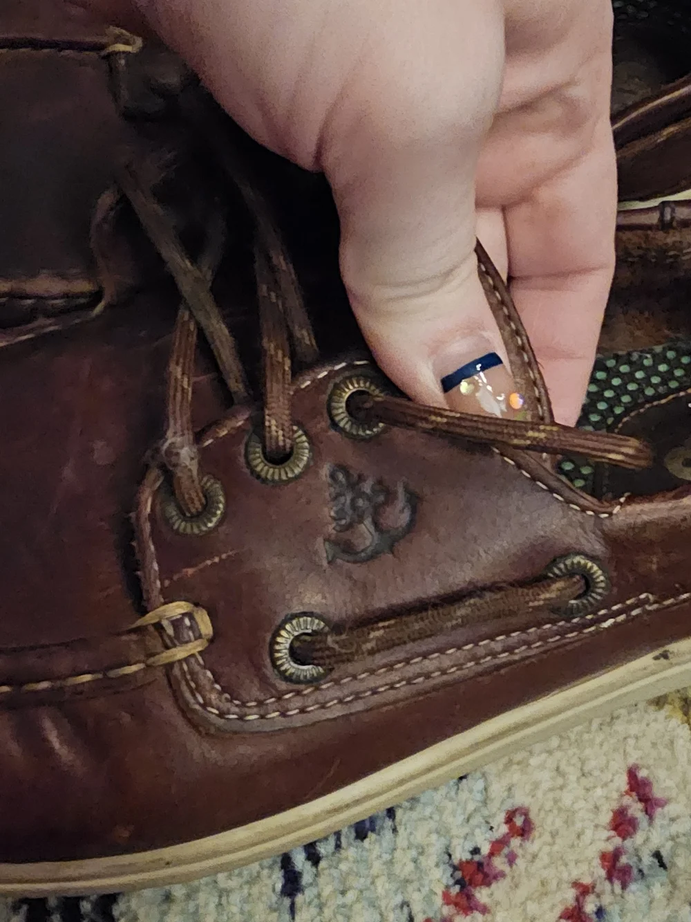 SAS Brown Leather Lace-Up Boat Shoes with White Soles